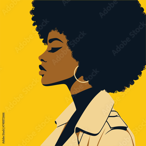 Black woman modern icon avatar, Wall art design, Vector, logo