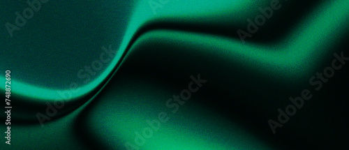 Green turquoise grainy gradient background. Vibrant glowing blur lines on dark backdrop. Design for banner, header, poster.