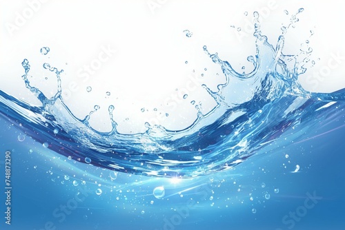 Vibrant blue water splash forms mesmerizing wave and droplet patterns