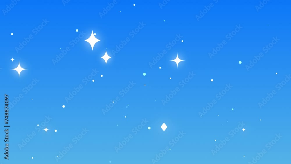 Twinkling glowing white stars illustration cartoon on blue sky background looping animation. Doodles style stars blinking, glitter. Twinkling glowing white stars illustration cartoon on blue sky background looping animation. Doodles style stars blinking, glitter.