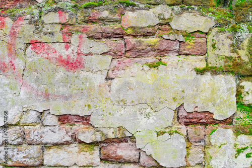 Decayed Brick Graffiti Wall Texture photo