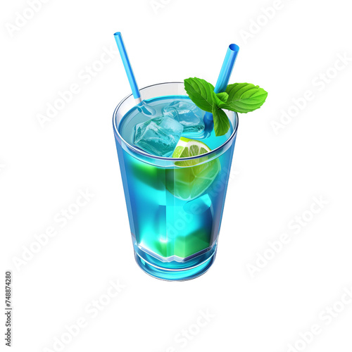 blue cocktail with lime