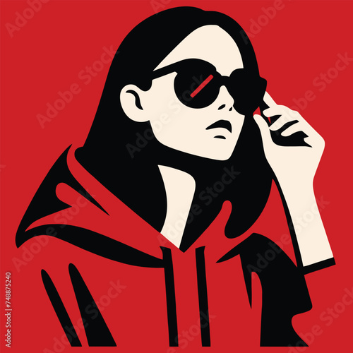 young woman modern icon avatar, Wall art design, Vector, logo