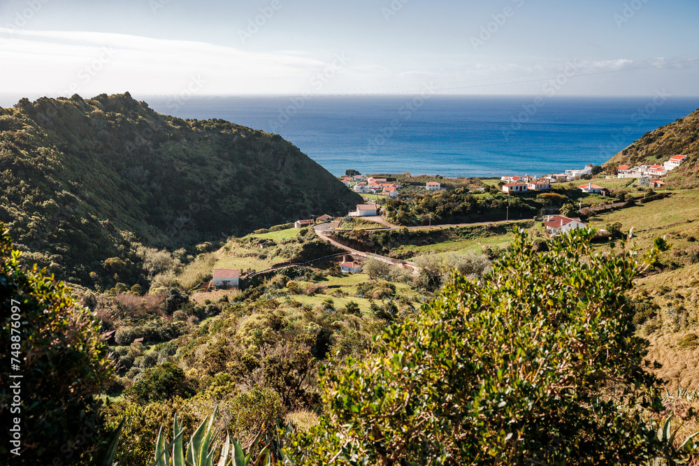 Obraz premium Landscapes at Azores islands, hiking at Santa Maria, Portugal, travel in Europe.