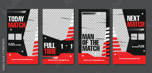 Sport social media post template , Football Match day , Full time , Next match