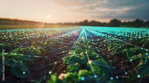 digital agriculture concept, new and modern technology helps industry and agriculture grow, reduce costs and increase productivity