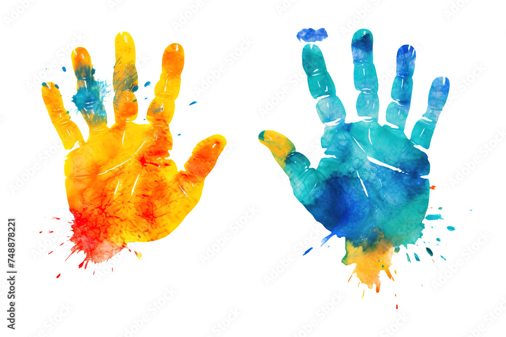 Colorful hand print isolated on transparent background Remove png, Clipping Path, pen tool Colorful hand print isolated on transparent background Remove png, Clipping Path, pen tool