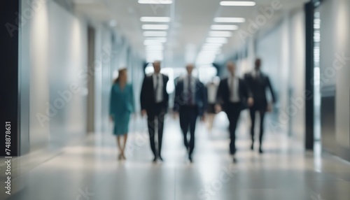 businesspeople walking in the corridor of an business center, pronounced motion blur © Adi