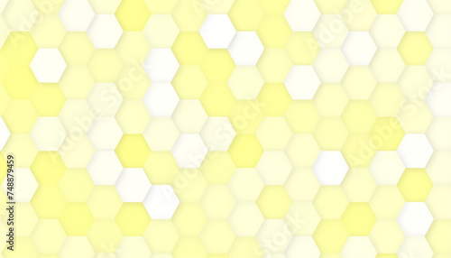 Yellow honeycomb on a white background. Isometric geometry. 3D illustration