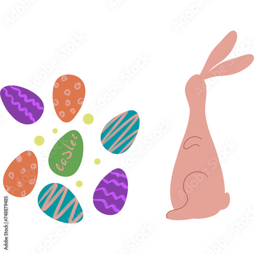 Easter bunny and Easter eggs illustration