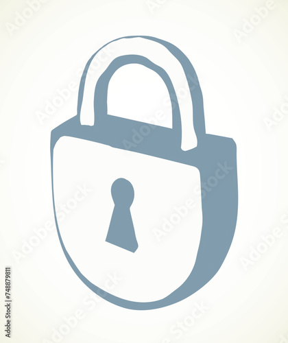 Old iron lock. Vector drawing