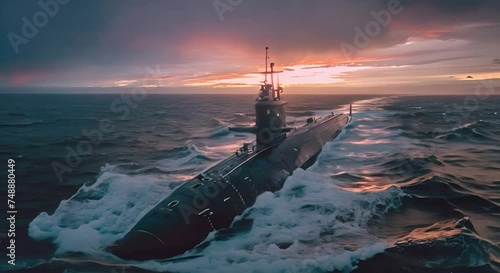 Nuclear submarine surfacing, strategic deterrence patrol photo