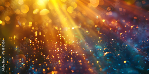Colorful blur background abstract bokeh light background with lens flare effect - vintage filter. photo