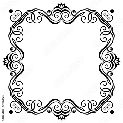 Decorative vintage abstract frame. ornamental decorative design. Calligraphy, elegant and luxury art deco linear frame, border, copy space for your images and text. © Gexam
