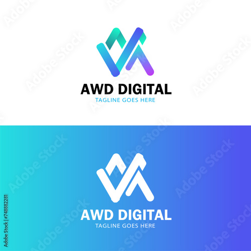 Vector gradient technology brand logo photo