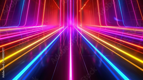 Tron-inspired futuristic backdrop with neon glow lines, pulsating with vibrant energy.