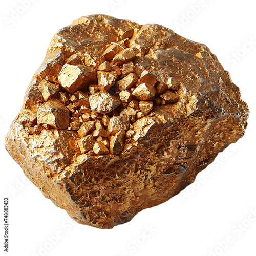 gold ore isolated on transparent background, element remove background, element for design