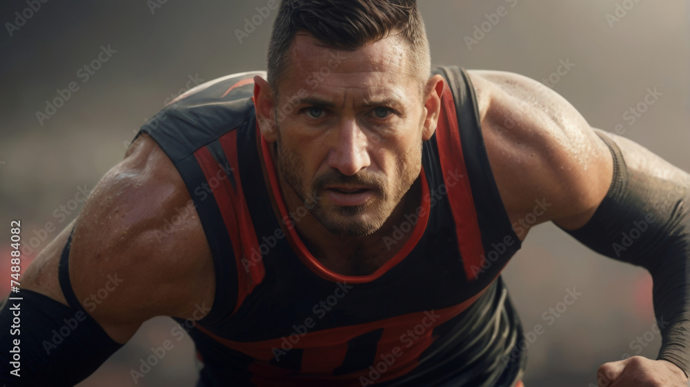 Athletic man, football, preparing to throw Athletic man, football, preparing to throw
