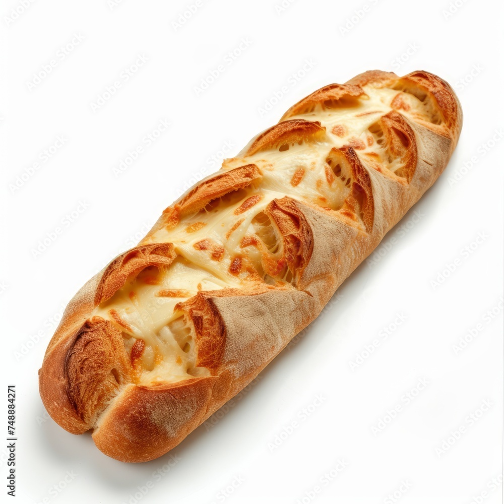 Baguette with Cheese (France) photo on white isolated background