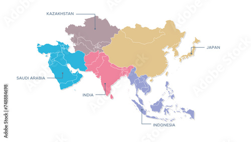 Flat Continent Map with all Countries