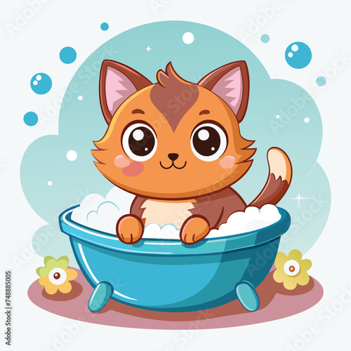 cute little cat vector illustration 