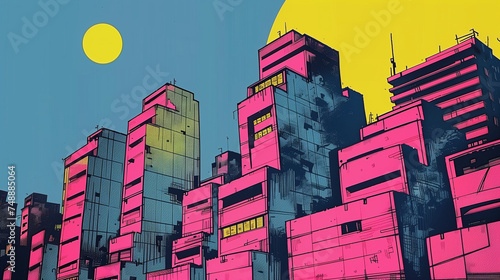 City in Brutalism style, ai generative