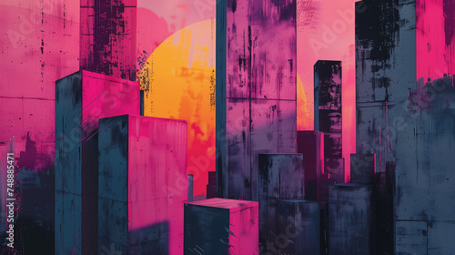 City in Brutalism style, ai generative