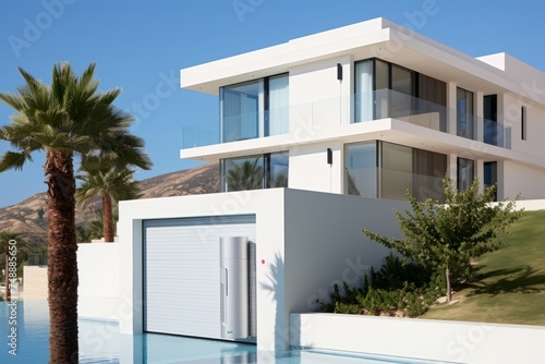 modern white house with swimming pool and palm tree © Professional Art