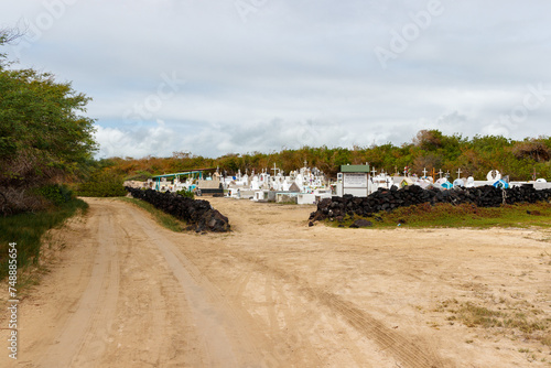 Small cemetery near beach at Isabela island, Galapagos, Ecuador