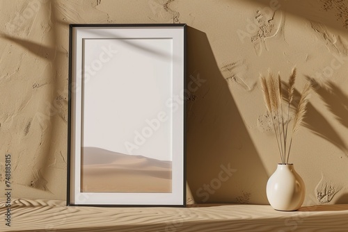 Wall art mockup minimalist Living: Wallart Horizontal Poster Frame Mockup in Modern Interior