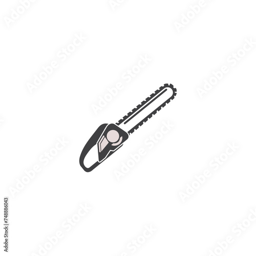Chainsaw solid icon, Garden and gardening concept, Chain saw sign on white background, petrol chainsaw icon in glyph style for mobile concept and web design. Vector graphics  © shine