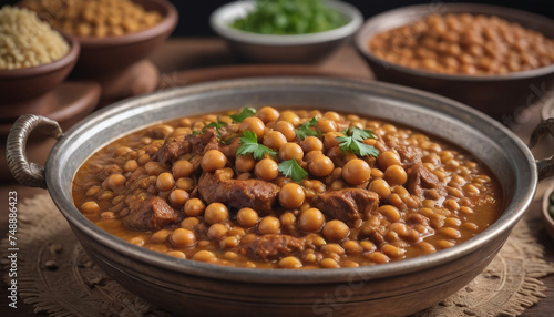 Photo Of Moroccan Harira With Meat, Chickpeas, And Lentils.