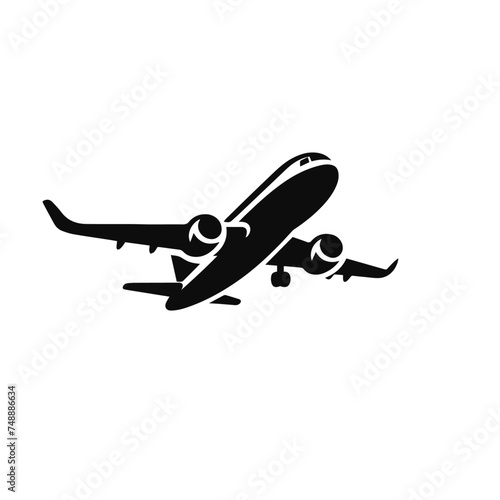 airplane silhouette vector on white background 