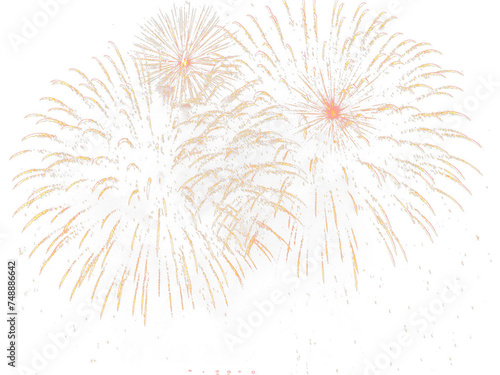 Multi color Firework Celebration over the working space on transparent background