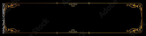 label border Vintage Thai pattern frame gold black background