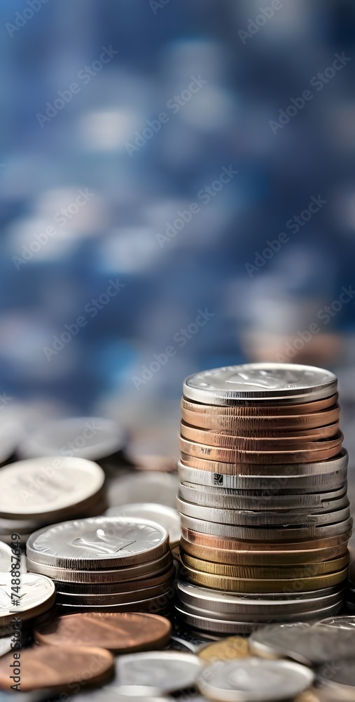 Close-up Stack Of Coins blurred background Close-up Stack Of Coins blurred background