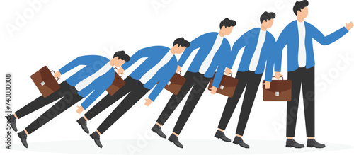Business falling down one by one. Business domino effect concept

