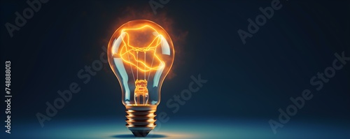 A glowing lightbulb with a subtle D filament representing innovation and ideas. Concept Lightbulb, Innovation, Ideas, Glow, Filament