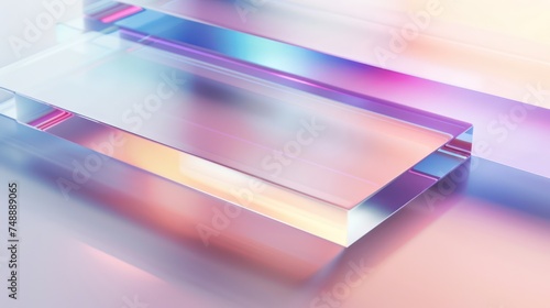 An abstract background with vibrant colorful glass textures creating a sleek, modern aesthetic with light reflections and transparencies photo
