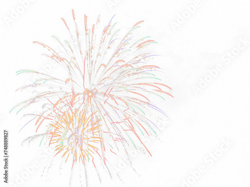 Multi color Firework Celebration over the working space on transparent background