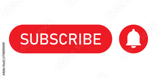 Subscribe with bell icon. Vector illustration. Flat design