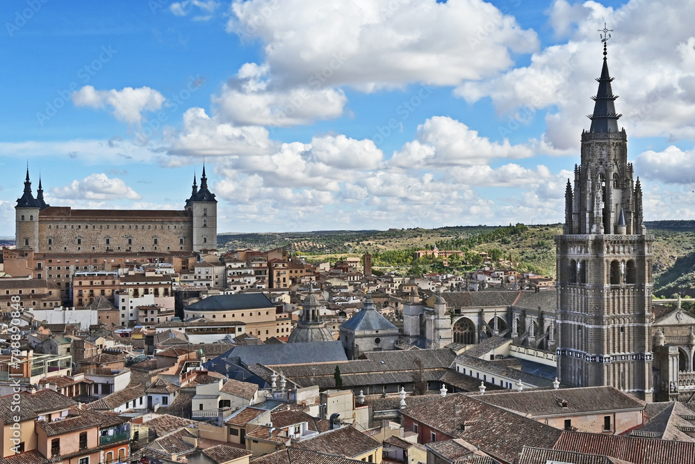 Toledo: ⁦ Panorama di Toledo dalla torre della Chiesa Gesuita di Sant'Ildefonso - Spagna	 - obrazy, fototapety, plakaty 