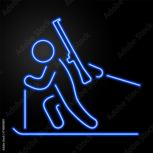 biathlon neon sign, modern glowing banner design, colorful modern design trend on black background. Vector illustration.