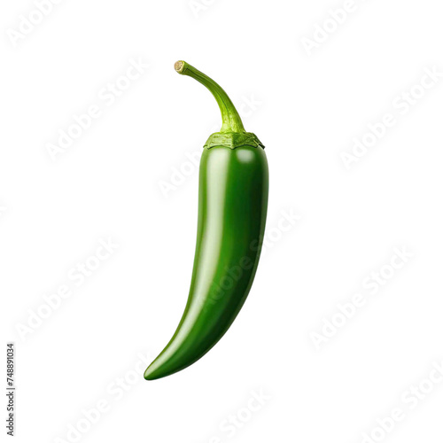 green chili pepper isolated on transparent background.