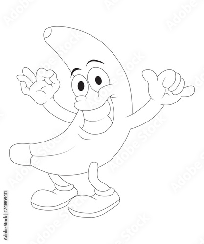Funny fruits coloring page for kids and adults