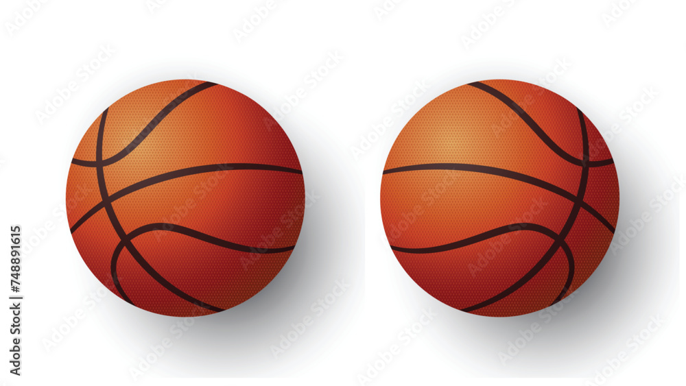 Realistic Basketball Balls for Football Icon Isolated 