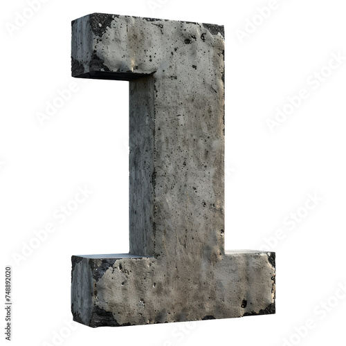 Concrete Number 1 Isolated on Transparent or White Background, PNG
