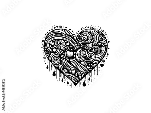 Romantic Reverie: Tender Heart Vector Graphic - Expressive Artistry in High-Quality