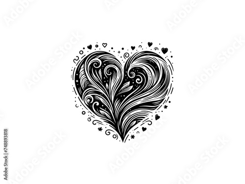 Romantic Reverie: Tender Heart Vector Graphic - Expressive Artistry in High-Quality