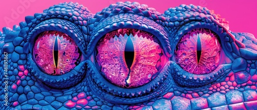 a close up of a dragon's eye with pink and blue colors on the outside of the eye and the inside of the eye. photo